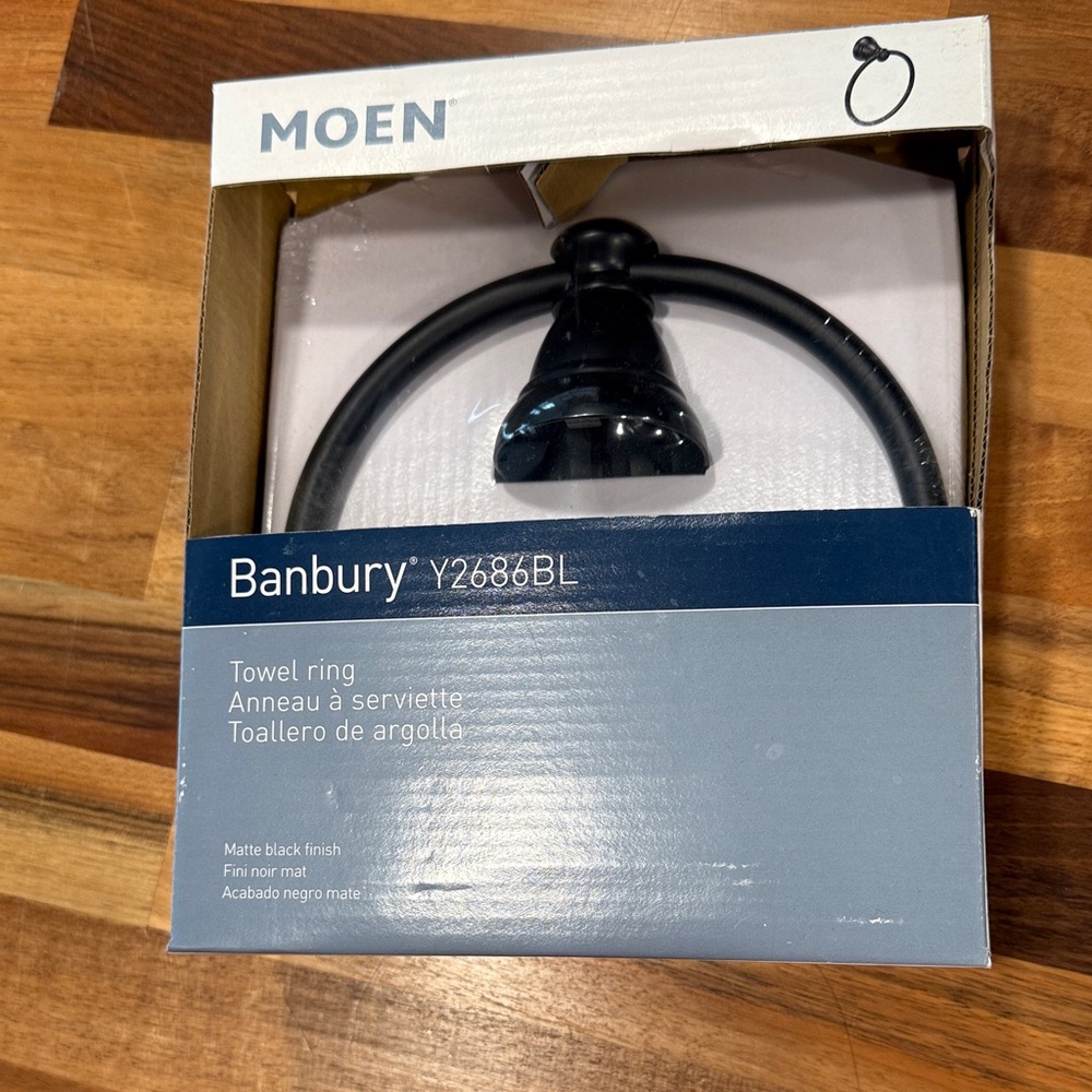 Moen Banbury Matte Black Towel Ring - Picture 3 of 7